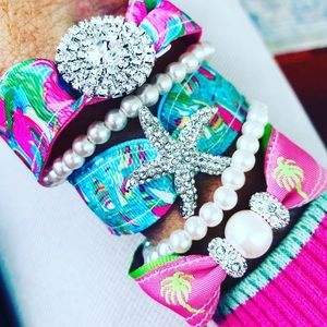 YGR Magnetic Rhinestone Ribbon Palm Tree Bracelets